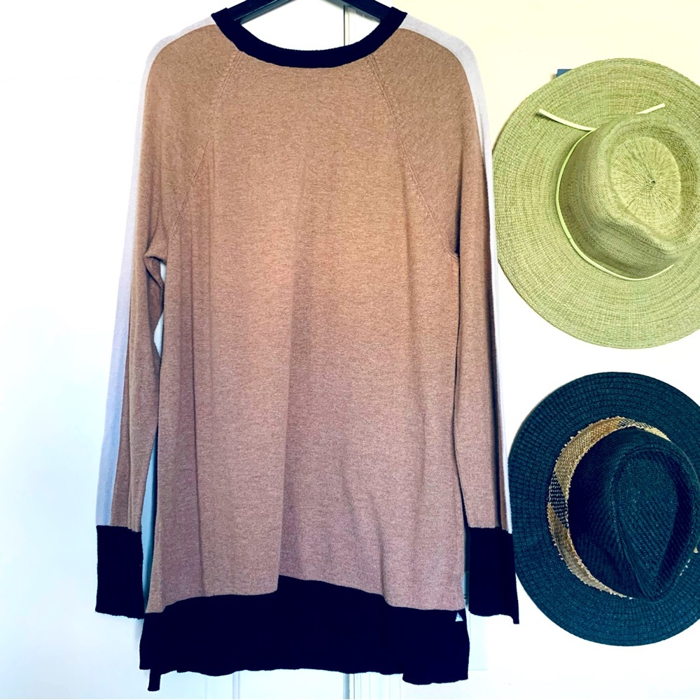 a new day Womens Brown Color Block Lightweight Fall Sweater Tunic Top | Size XXL